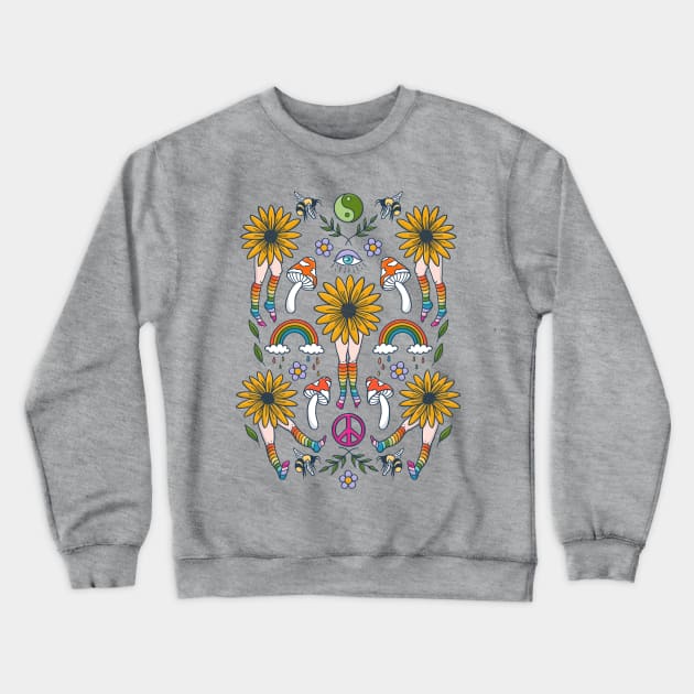 Hippie Flower People Crewneck Sweatshirt by Tamara Lance